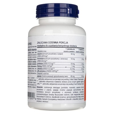 Complément Alimentaire NOW Foods Papain (Enzyme De Papaye), 180 Pastilles - Pour Une Digestion Facile