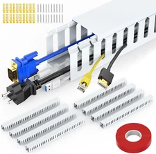 Wire Duct Kit, Open Slot Cable Management Raceway, 123In Track Desk Channel, Cor
