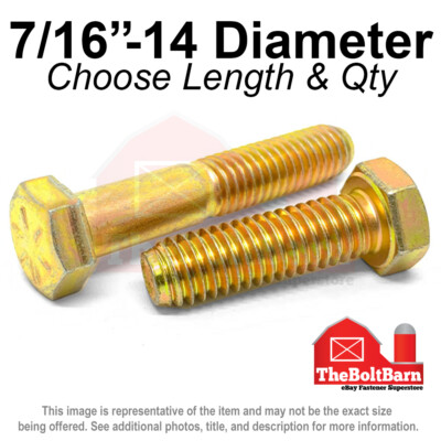 7/16''-14 Grade 8 Hex Cap Screws COARSE Thread USS Hex Bolts (Pick Length & Qty)