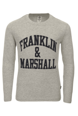 Franklin And Marshall Junior Jungen F&M Logo Langarm Crew T-Shirt, grau