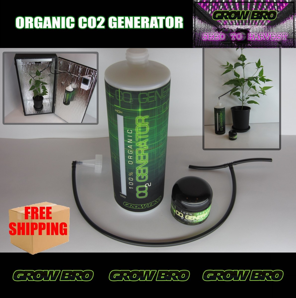 2) Grow Box CO2 Generator 30% bigger plants for tents, cabinets