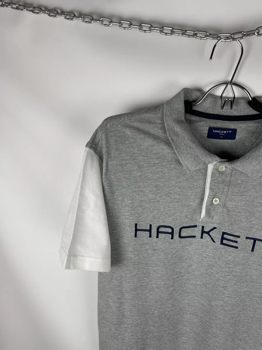 Hackett Golf big logo grey white polo tee shirt eBay