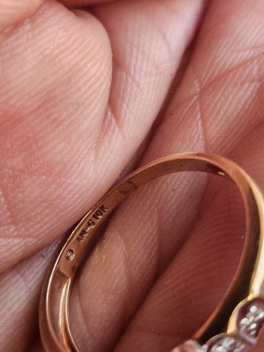 Vintage natural diamond engagement & wedding band set ladies 6.75 10k solid gold - Picture 6 of 11