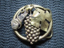 ABSTRACT BRUTALIST GRAPE VINES BRASS HIPPIE BELT BUCKLE VINTAGE RARE 1982 US