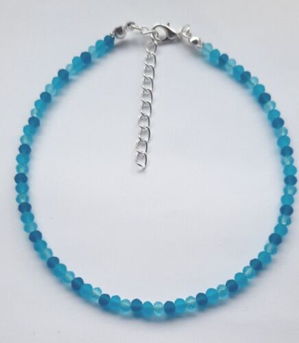 CRYSTAL RONDELLE BEADED ANKLE BRACELET ANKLET 9.5" 58 COLOURS AVAILABLE - Picture 45 of 49