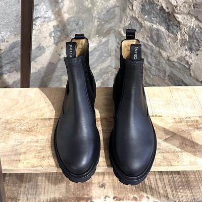Celine Black Leather Margaret Lug Chelsea Boots - 41 IT - 11 US | eBay