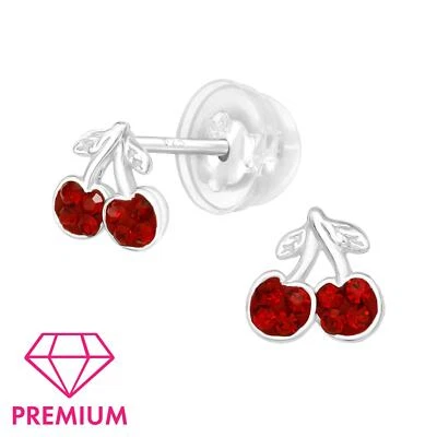 Kirsche Kinder Premium Ohrringe 925 Silber für Mädchen Schmuck Geschenk - Bild 1 von 4