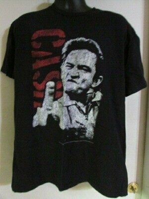 JOHNNY CASH MIDDLE FINGER 2XS PRE-OWNED 2012 OFFICIAL REVOCALBLE TRUST SHIRT VG 