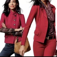 CAbi Womens Jacket 3175 Rhubarb Red Outing Ponte Knit Blazer Career Stretch 4