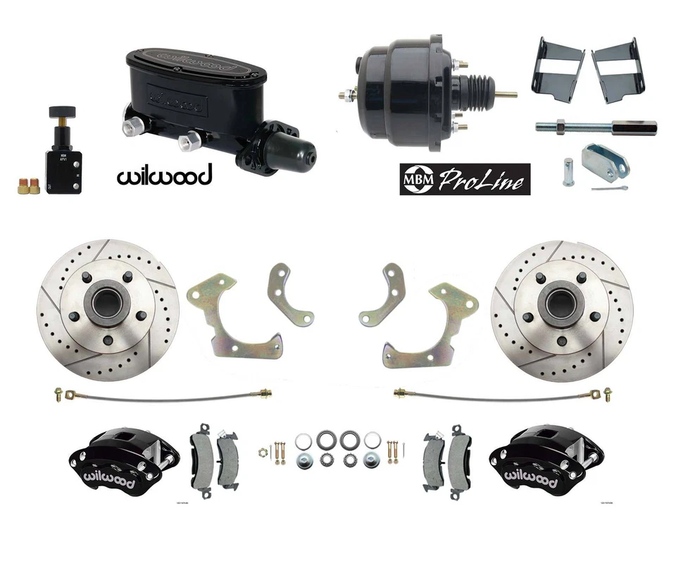 Kit de conversión de refuerzo de freno de disco delantero y trasero Wilwood Chevy BelAir 55-58 Foto 2 de 4