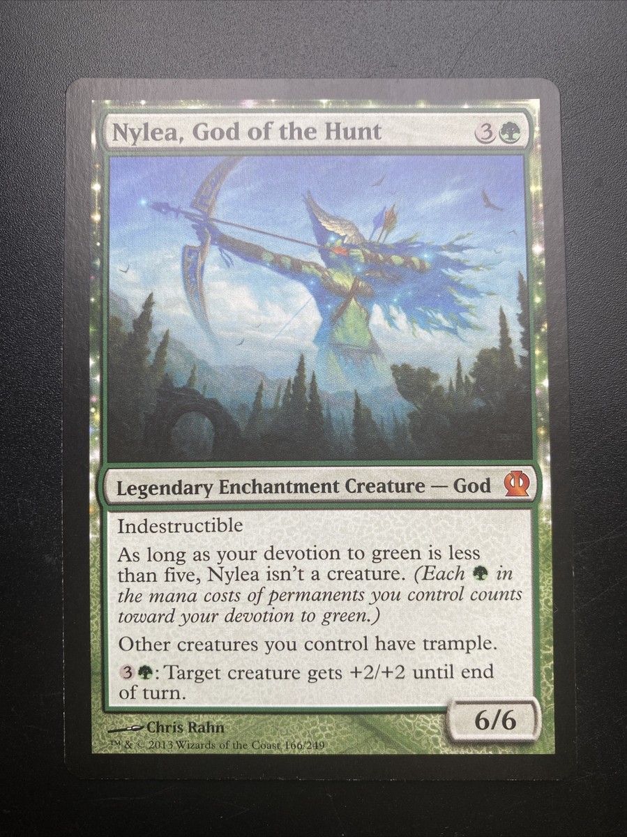 Nylea God of the Hunt 1x FOIL THS MTG Theros Mythic MINT green Nylea God of the Hunt 1x FOIL THS MTG Theros Mythic MINT green