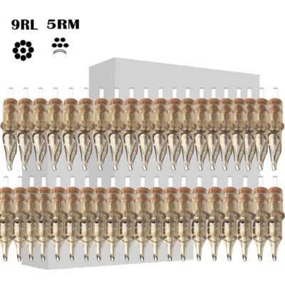 CHUSE Aghi per tatuaggio 5RM 9RL Round Liner Magnum Module Set 40 pezzi aghi per cartuccia 0,35