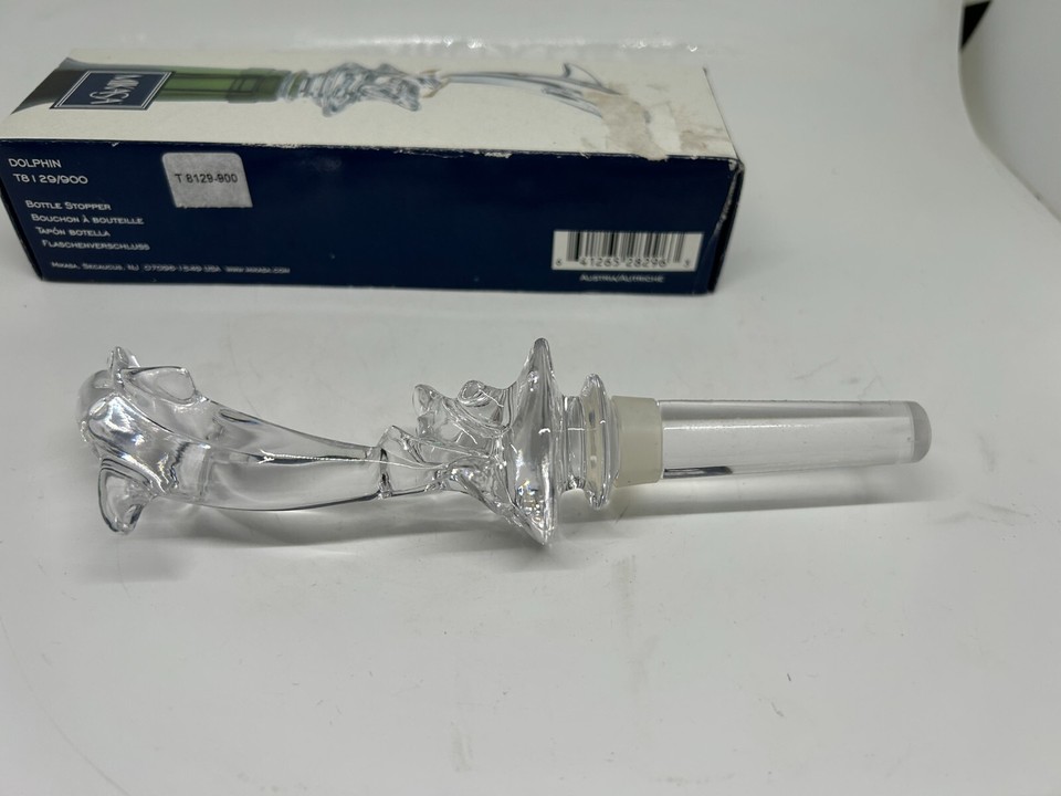 Vintage Mikasa Austria Crystal Dolphin Glass Bottle Stopper Wine Bottle