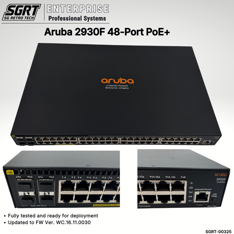 HPE Aruba JL262A 2930F 48-Port Gigabit PoE+ Managed Switch 4 SFP Layer 3