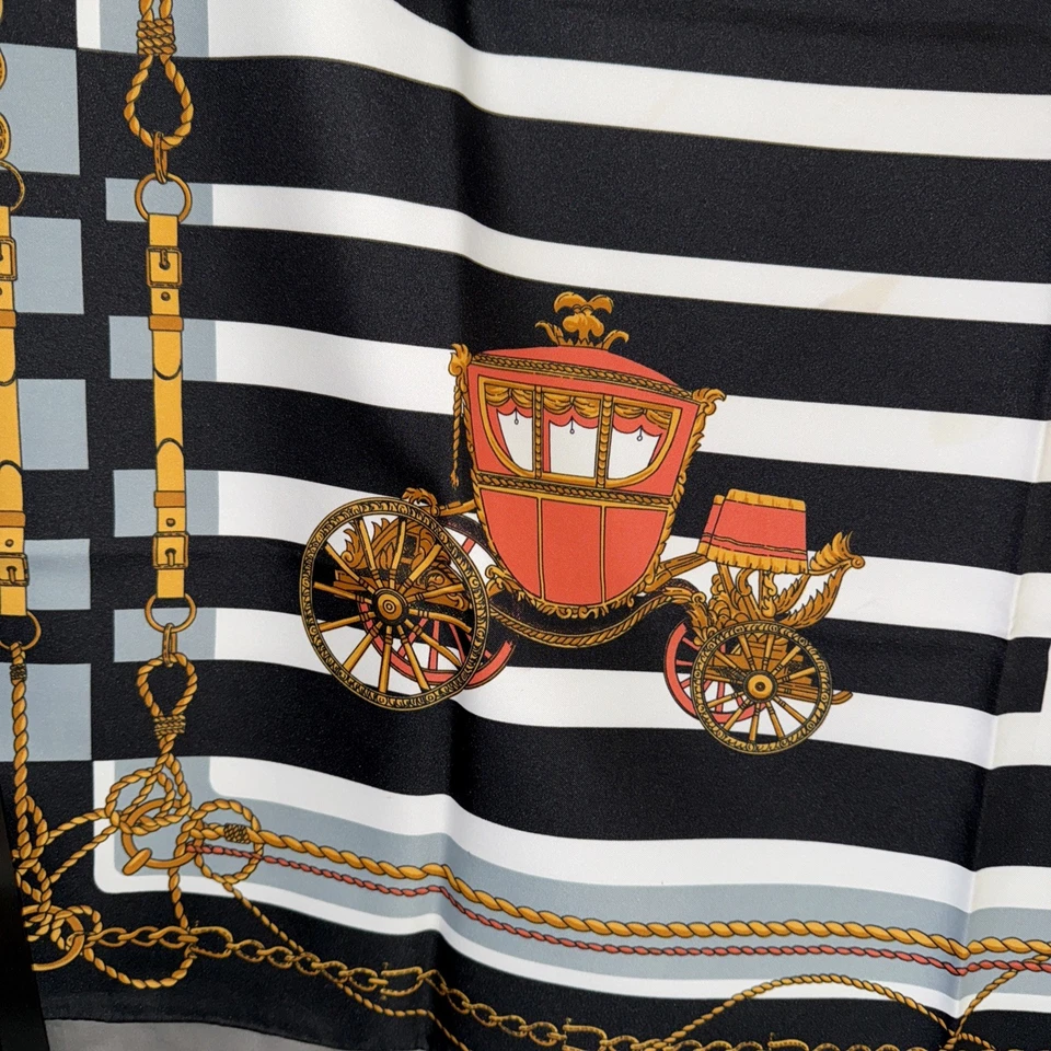 Винтажный квадратный шарф кареты лошадь король вискоза шелк большой 34 «x 34» - Изображение 4 из 4
