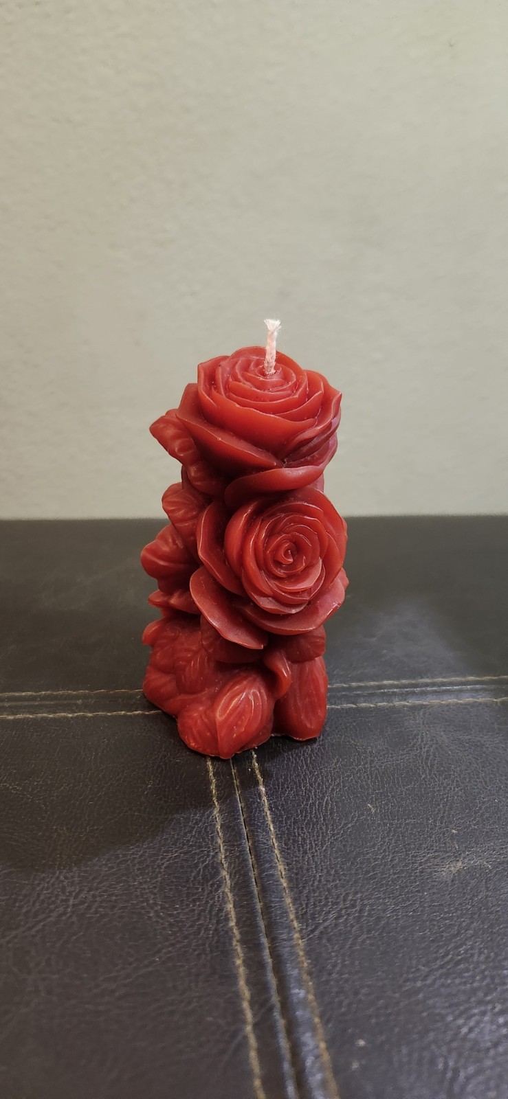 Handmade Beeswax Rose Pillar Candle