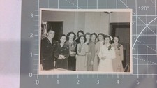 1940s WWII Era Snapshot Photo Military Soldier Group Women Fashion Uniform