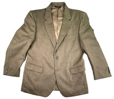 Herringbone Men's 100 Wool Tweed Jos. A Bank 2-Button Blazer Sport Coat Tan 44R