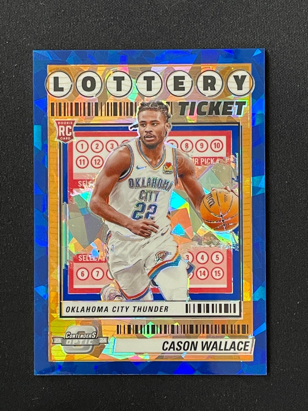 Cason Wallace 2023-24 Panini Contenders Optic RC Lottery Ticket Blue Ice /75 #10