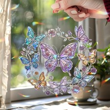 Personalized Butterfly Mom Acrylic Suncatcher Custom Names Window Hanging
