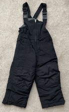 Lands End Snow Bib Overalls Toddler 3T Squall Black Grow a Long Iron Knee Winter