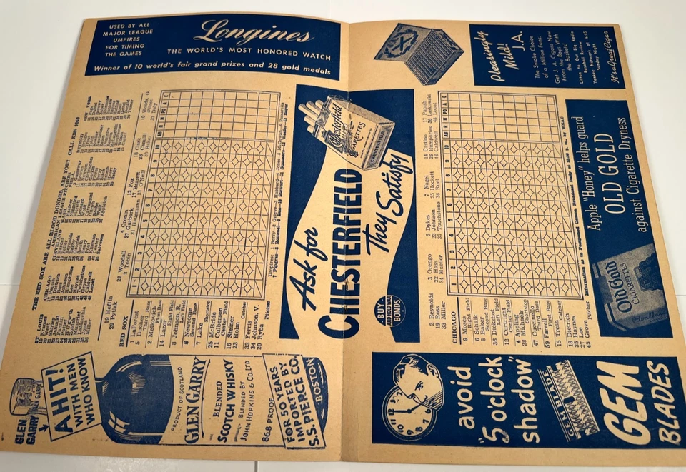 🔥 1945 Boston Red Sox Baseball Program v White Sox Unscored🔥 - Image 2 of 4