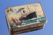 P&O LINE BLUE ANCHOR LINE BRANCH SERVICE RARE CADBURYS CHOCOLATE TIN C-1910