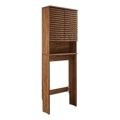 Maklaine Contemporary Over the Toilet Bathroom Storage Cabinet in Walnut