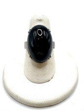 Sterling Silver Large Black Agate Ring Size 7.5