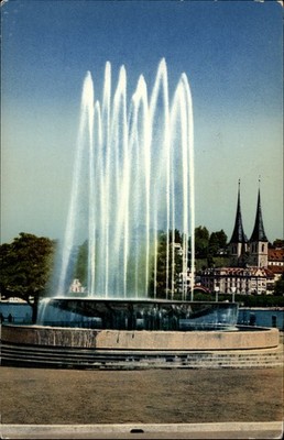 Fountain Luzern Switzerland vintage postcard s561