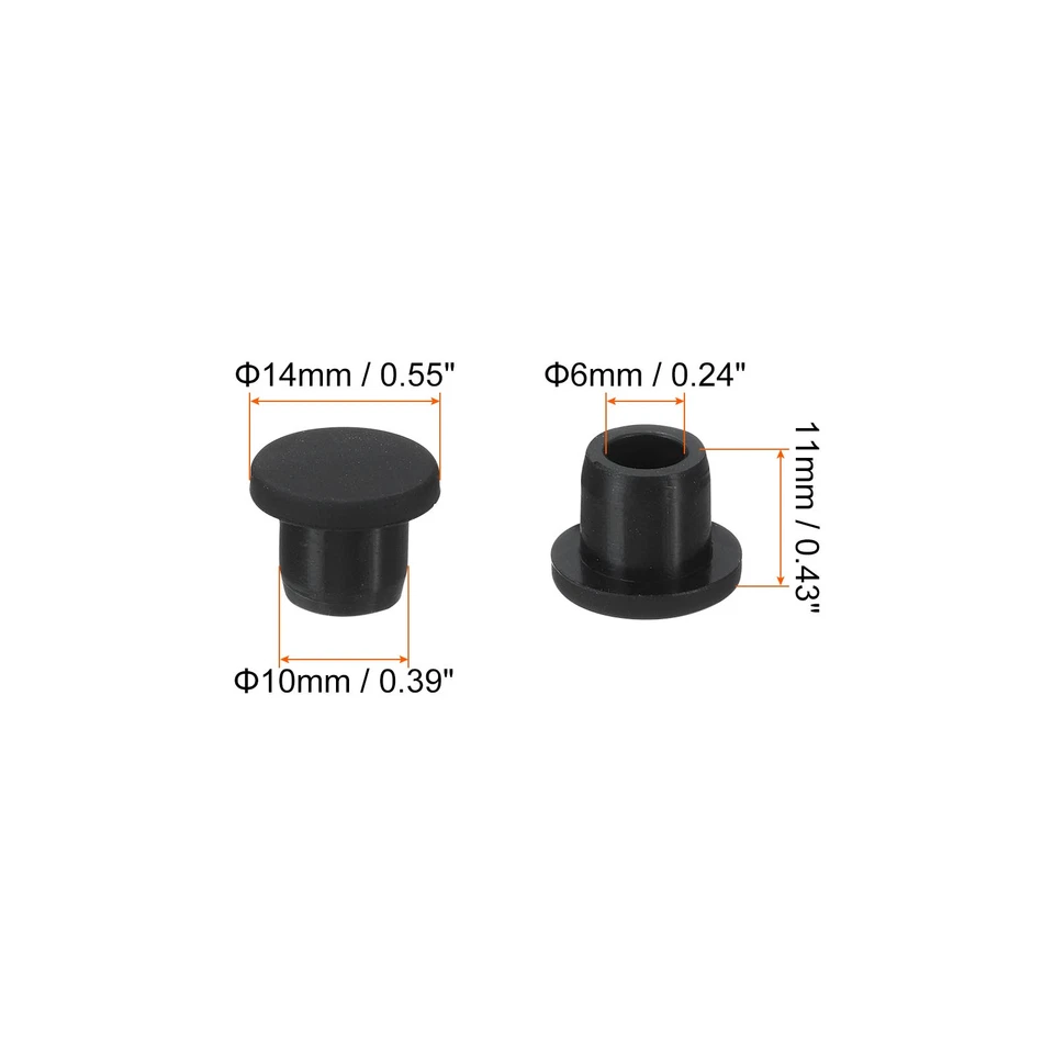 Tapón de orificio de goma de silicona de 15 piezas tapón flexible suave para orificio de 9-10 mm negro Foto 2 de 4