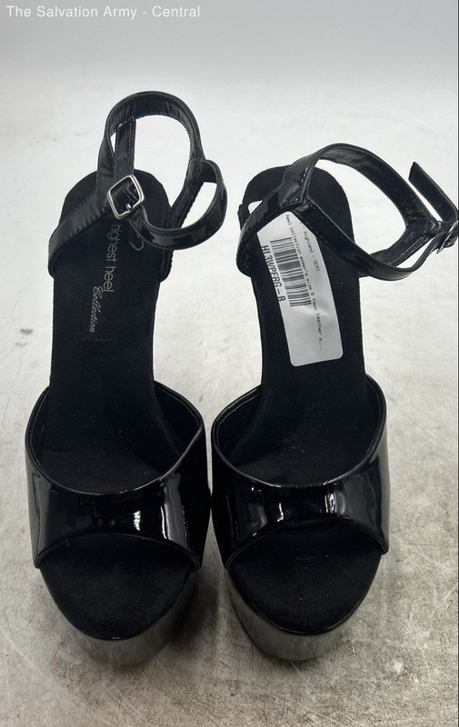 Highest Heel Collection Womens Black Faux Leather Cone Platform Heels Size 8