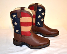 LIL DURANGO Kids Patriotic Stars Stripe 8" Western Boots Cowboy BT245 Size 1M