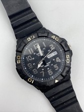 Casio Mens Watch 50mm Black Dial Black Resin MRW-210H 100M Day Date New Battery