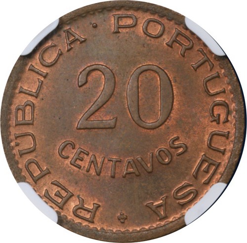 1948 Angola Bronze 20 Centavos NGC MS64 RB 300th Anniversary Revolution KM#71 - Picture 4 of 4