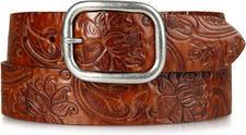 Women'S Embroidered Leather Belt  Stylish  Classic  Western-Inspired  Americ