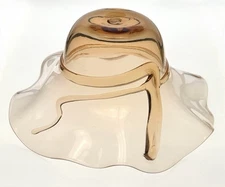 Blenko Handmade Glass 8434 Ladies Bonnet in HTF Apricot Don Shepherd Design