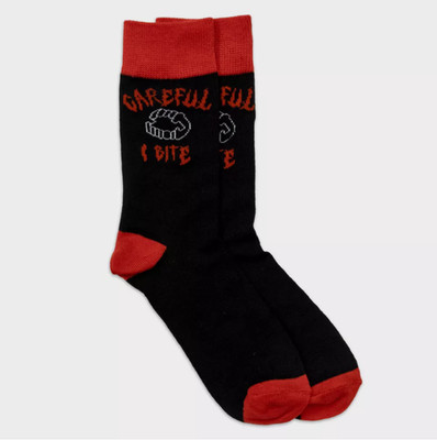 Men's Special Thanks Halloween Black Careful I Bite Crew Socks - 6-12