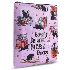 Cat Lover Book Sleeve with Zipper - 11x8.5 Inch Waterproof Book Protector, Wa...