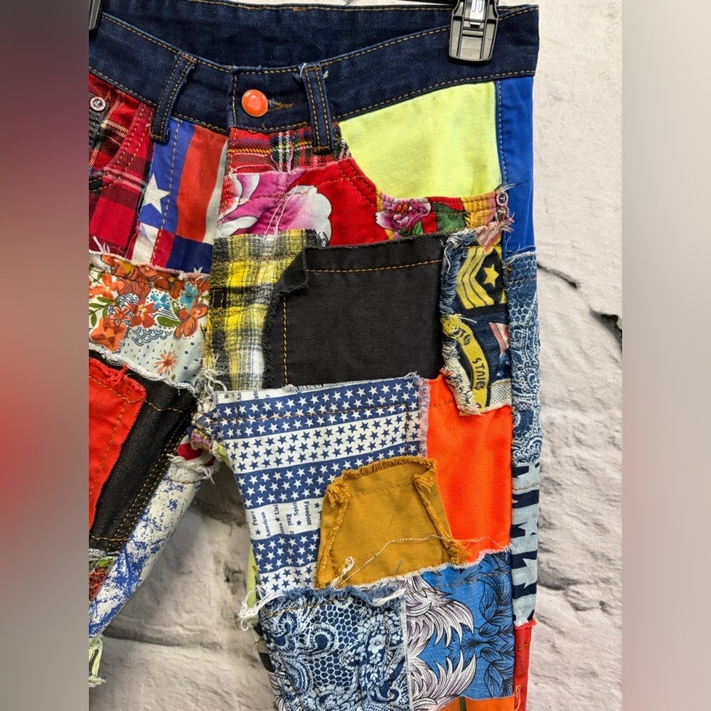 Reverse Multicolor Patchwork Jeans Colorful Rocke… - image 5