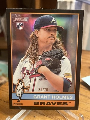 2025 25 Topps Heritage #22 Grant Holmes Black Refractor 25/76 Rookie RC