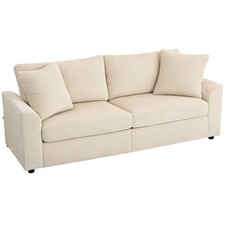 Modernes 3 Sitzer Sofa mit Federkissen, 212 cm Stoff Jumbo Cord Sofa Couch wi