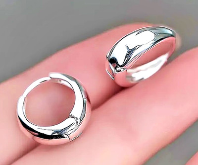 1 Paar S925 versilbert französische Style Hoop, Stainless Steel, hypoallergenic