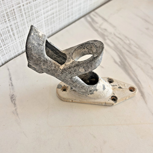 Vintage Flag Holder Bracket Cast Aluminum Rustic Country Farm Look Sturdy BxA