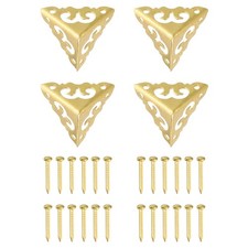 uxcell 4 Pcs Brass Edge Guard, 20mm Decorative Box Corner Cover, 20mm, Gold