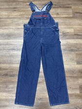 Dickies Men's Blue Denim Bib Overalls Carpenter Workwear Small 34x32 .