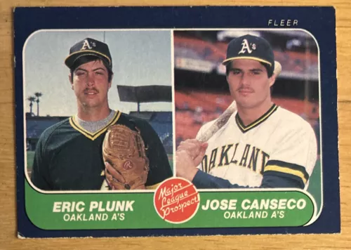 1986 Fleer Major League Prospects Rookie Eric Plunk Jose Canseco Athletics #649