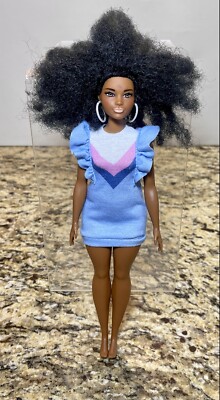 Barbie Fashionista Doll #105 Bold Stripes AA Curvy Doll Kinky Hair FXL45