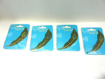4 PATCH  Hirschberg Schutz Iron On Embroidered Appliques PEACOCK TAIL EYE NEW