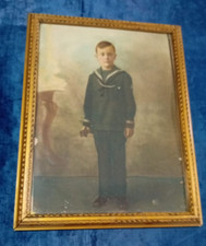 Antico quadro stampa bambino  vestito marinaio ,militaria vintage anni 50/60 /R